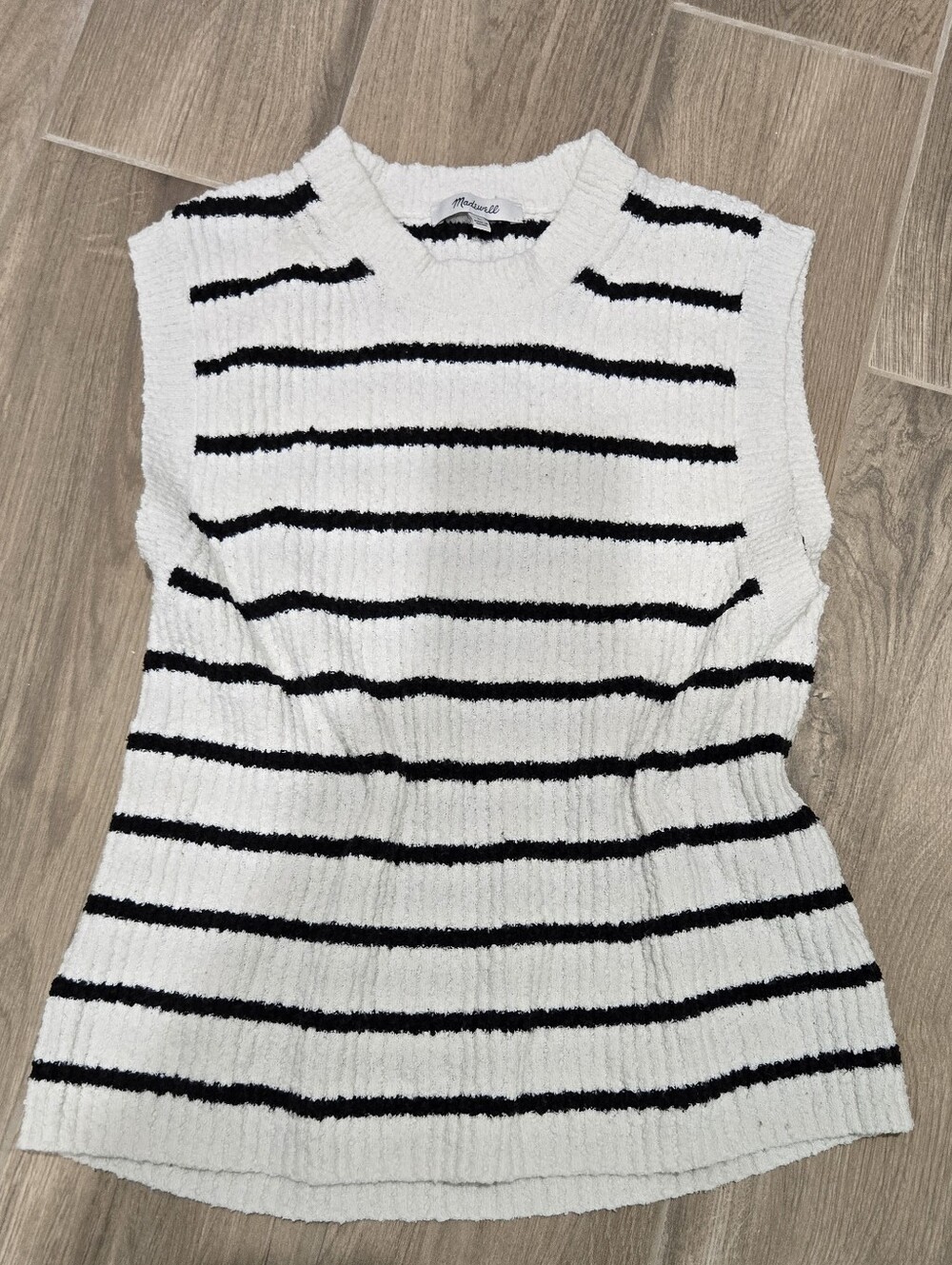 Madewell Mayoral Black & White Striped Knit Sleeveless Dress. Large